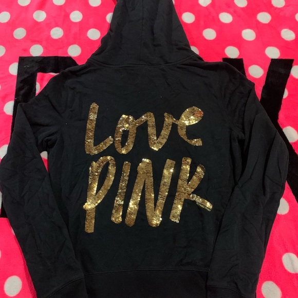 *Sold VS PINK gold script hoodie jogger set nwt - Picture 2 of 5